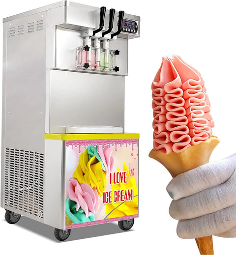 Kolice Commercial ETL 3 sabores Máquina de helado de servicio suave Máquina para hacer helados-Certificado ETL Juego de dispensador transparente completo Tanques superiores refrigerados