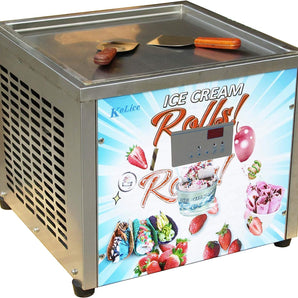 Kolice commercial countertop 18X18 inches single square pan fried fry rolled instant ice cream machine AUTO DEFROST and PCB smart AI temp. controller