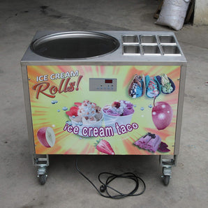 Kolice commercial 20 inches single round pan and 6 refrigerant tanks instant fry roll fried ice cream roll machine with DEFROST and temp. controller